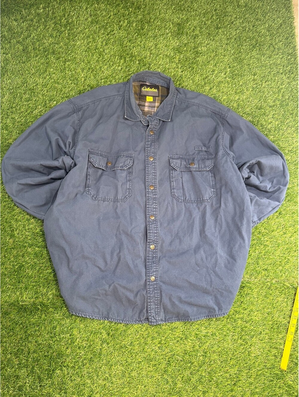 Vintage Cabela's 90s blue cotton button-up shirt, men's 2XL